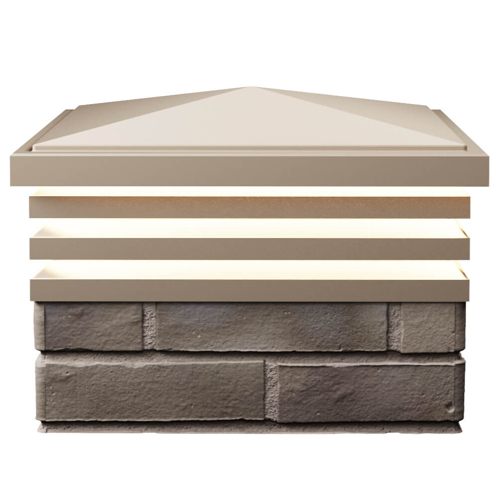 Колпак Zking Бона ХайТек Бежевый на столб 1.5х1.5 кирпича (385х385мм) с подсветкой в Камышине фото