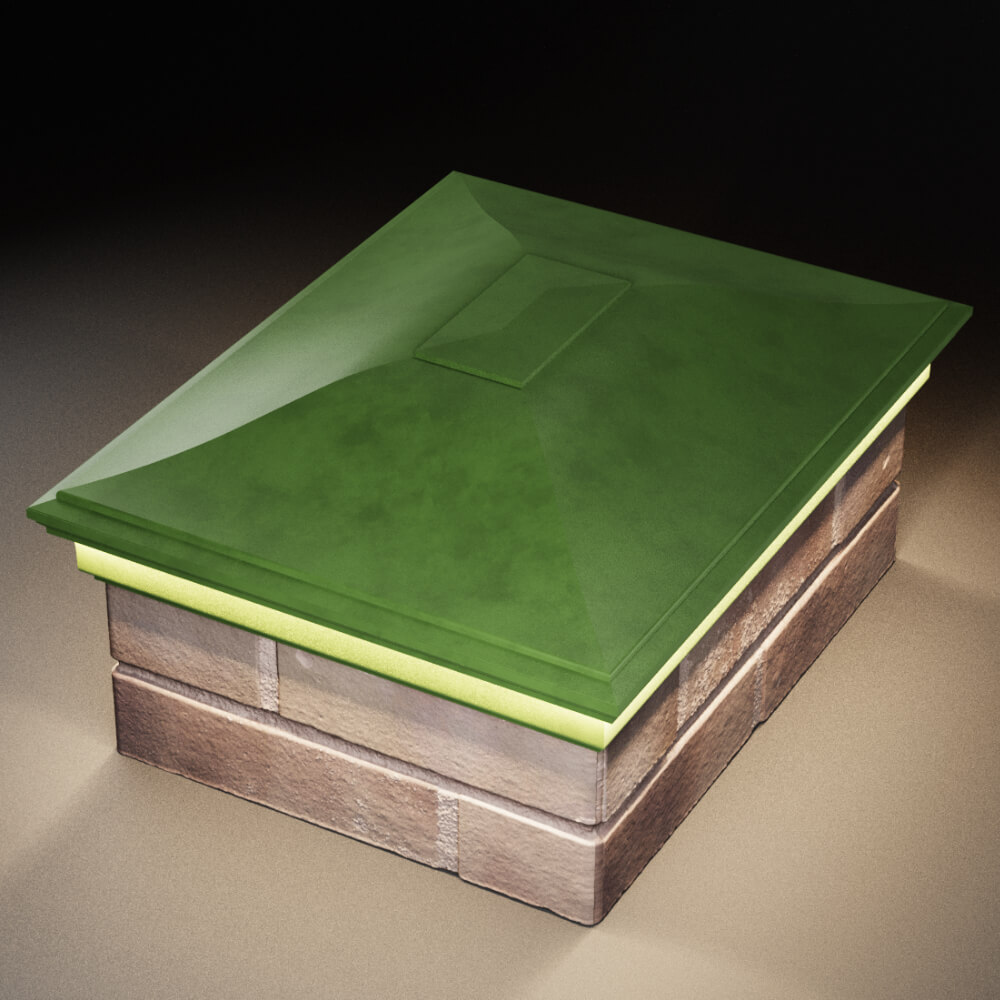 Колпак Zking Монблан Зеленый на столб 2х1.5 кирпича (515х385мм) c подсветкой в Камышине фото