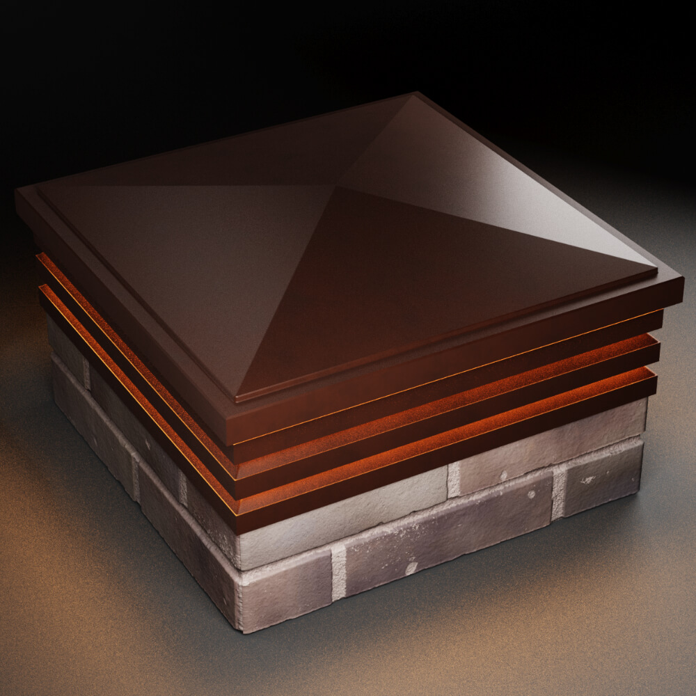 Колпак Zking Бона ХайТек Коричневый на столб 2х2 кирпича (513х513мм) с подсветкой в Камышине фото