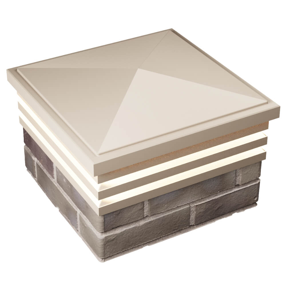 Колпак Zking Бона ХайТек Бежевый на столб 1.5х1.5 кирпича (385х385мм) с подсветкой в Камышине фото