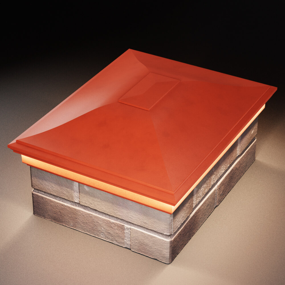 Колпак Zking Монблан Красный на столб 2х1.5 кирпича (515х385мм) c подсветкой в Камышине фото