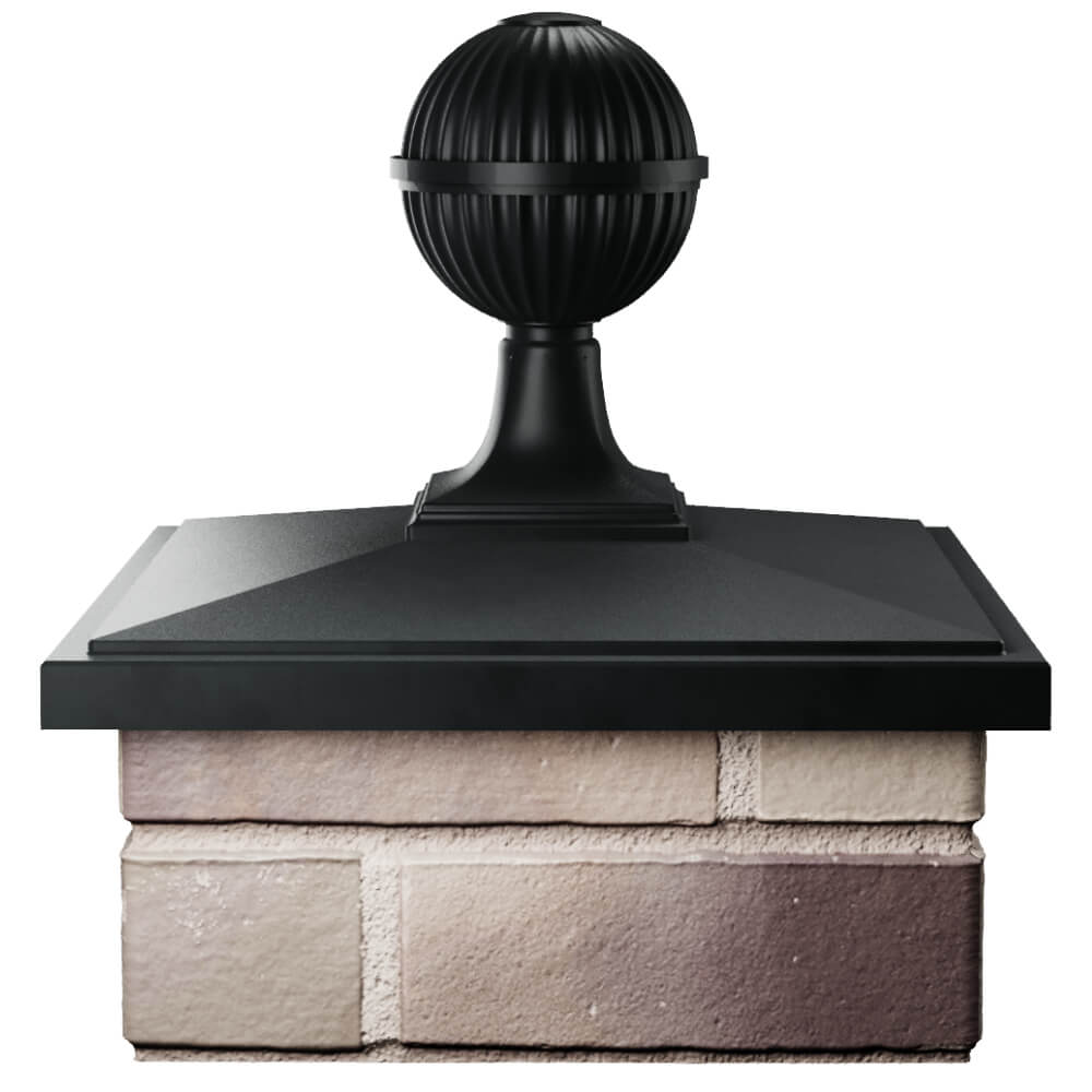 Колпак Zking БонаМоно Черный с шаром на столб 1.5х1.5 кирпича (385х385, 400х400мм) в сборе Камышин фото