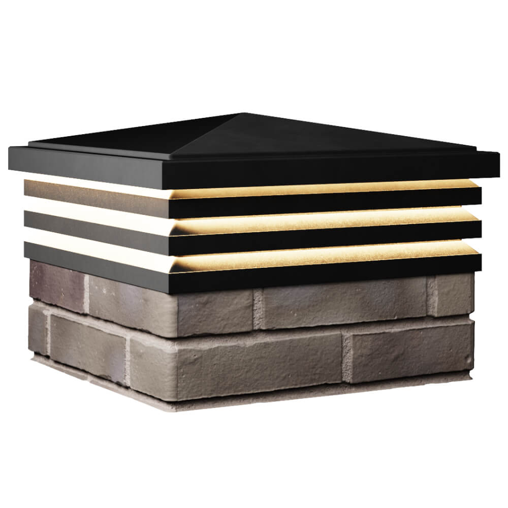 Колпак Zking Бона ХайТек Черный на столб 1.5х1.5 кирпича (385х385мм) с подсветкой в Камышине фото