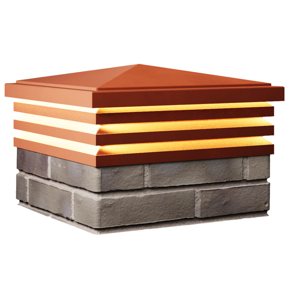 Колпак Zking Бона ХайТек Красный на столб 1.5х1.5 кирпича (385х385мм) с подсветкой в Камышине фото