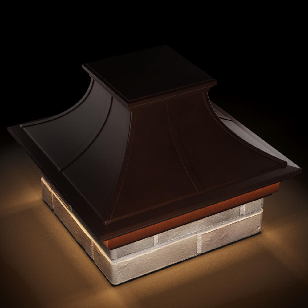 Колпак Zking Монблан Премиум Коричневый на столб 1.5х1.5 кирпича (385х385мм) с подсветкой в Камышине фото