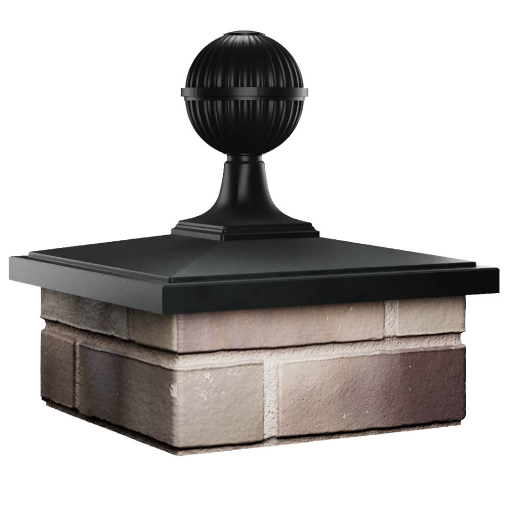 Колпак Zking БонаМоно Черный с шаром на столб 1.5х1.5 кирпича (385х385, 400х400мм) в сборе в Камышине фото