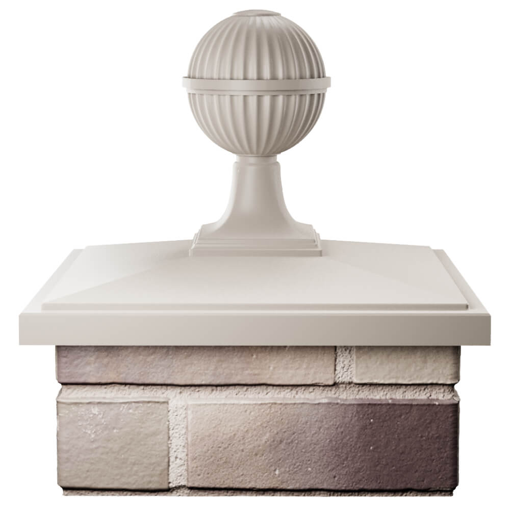 Колпак Zking БонаМоно Бежевый с шаром на столб 1.5х1.5 кирпича (385х385, 400х400мм) в сборе Камышин фото
