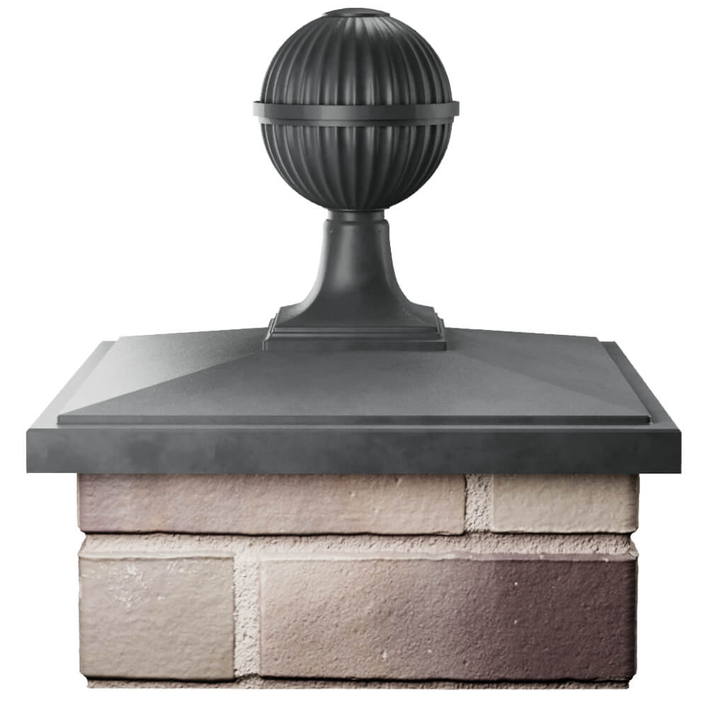 Колпак Zking БонаМоно Серый с шаром на столб 1.5х1.5 кирпича (385х385, 400х400мм) в сборе Камышин фото