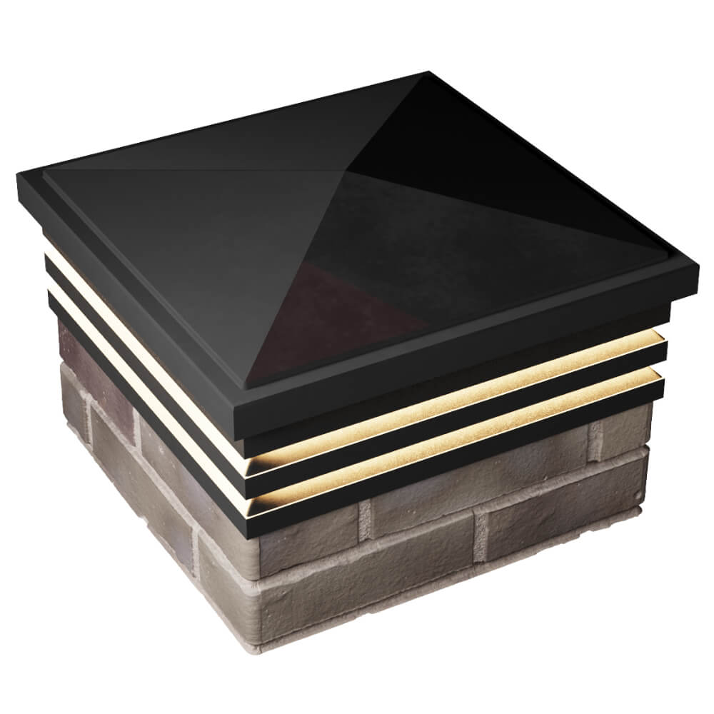 Колпак Zking Бона ХайТек Черный на столб 1.5х1.5 кирпича (385х385мм) с подсветкой в Камышине фото