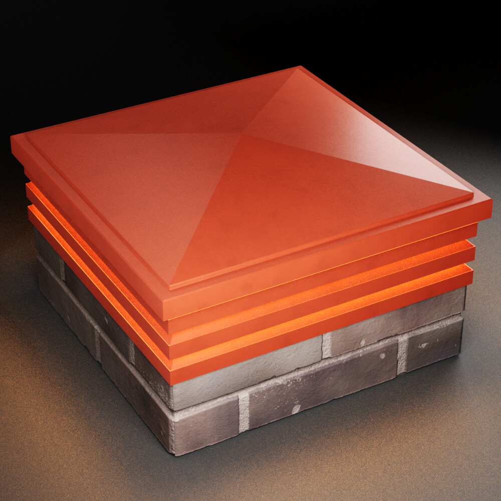 Колпак Zking Бона ХайТек Красный на столб 2х2 кирпича (513х513мм) с подсветкой в Камышине фото