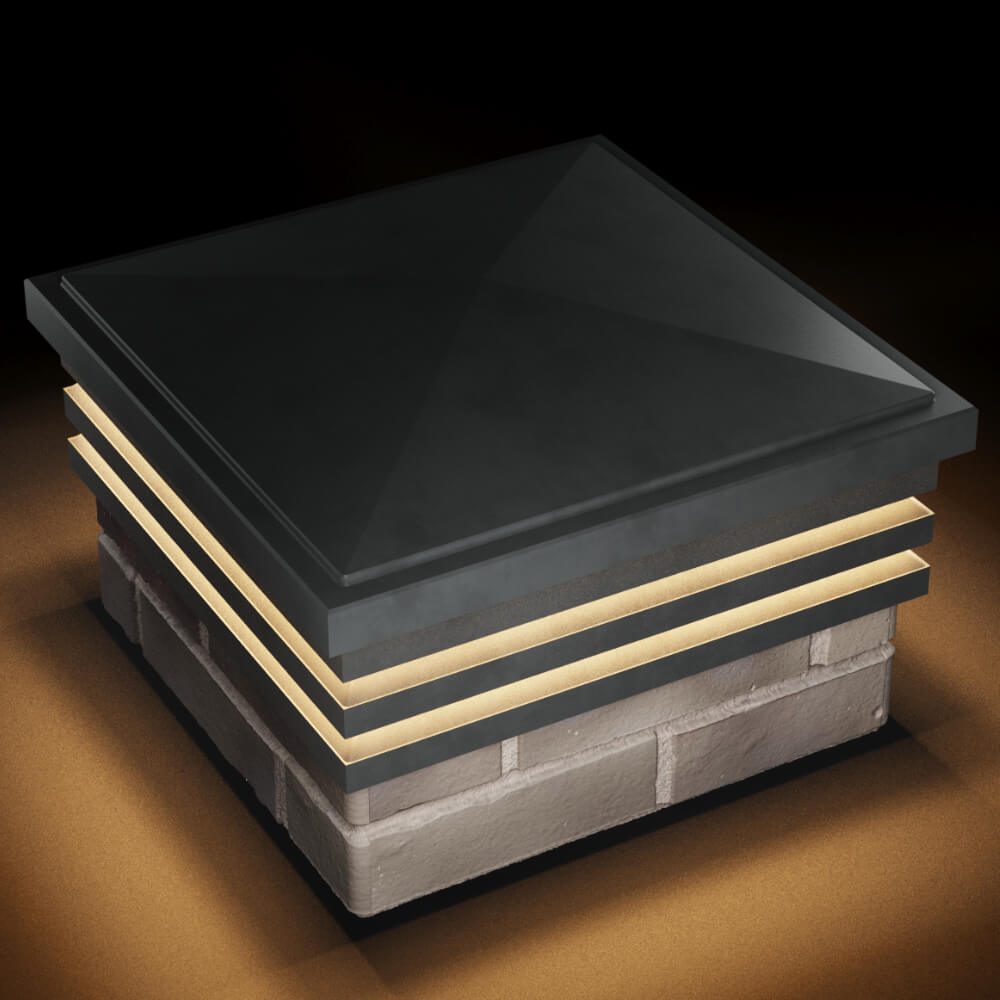 Колпак Zking Бона ХайТек Серый на столб 1.5х1.5 кирпича (385х385мм) с подсветкой в Камышине фото