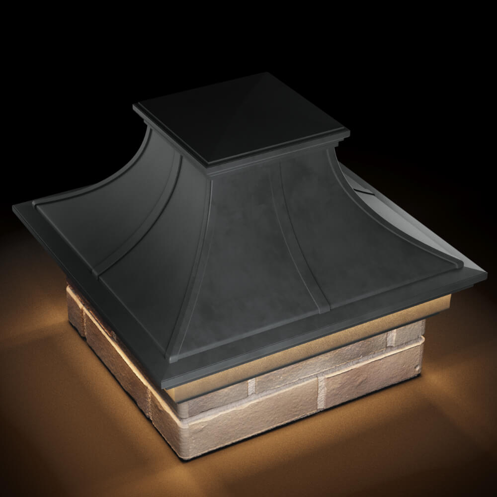 Колпак Zking Монблан Премиум Серый на столб 1.5х1.5 кирпича (385х385мм) с подсветкой в Камышине фото