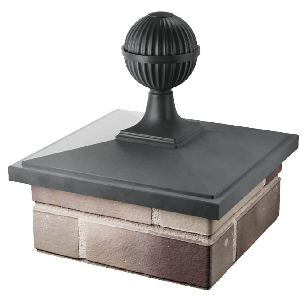 Колпак Zking БонаМоно Серый с шаром на столб 1.5х1.5 кирпича (385х385, 400х400мм) в сборе в Камышине фото