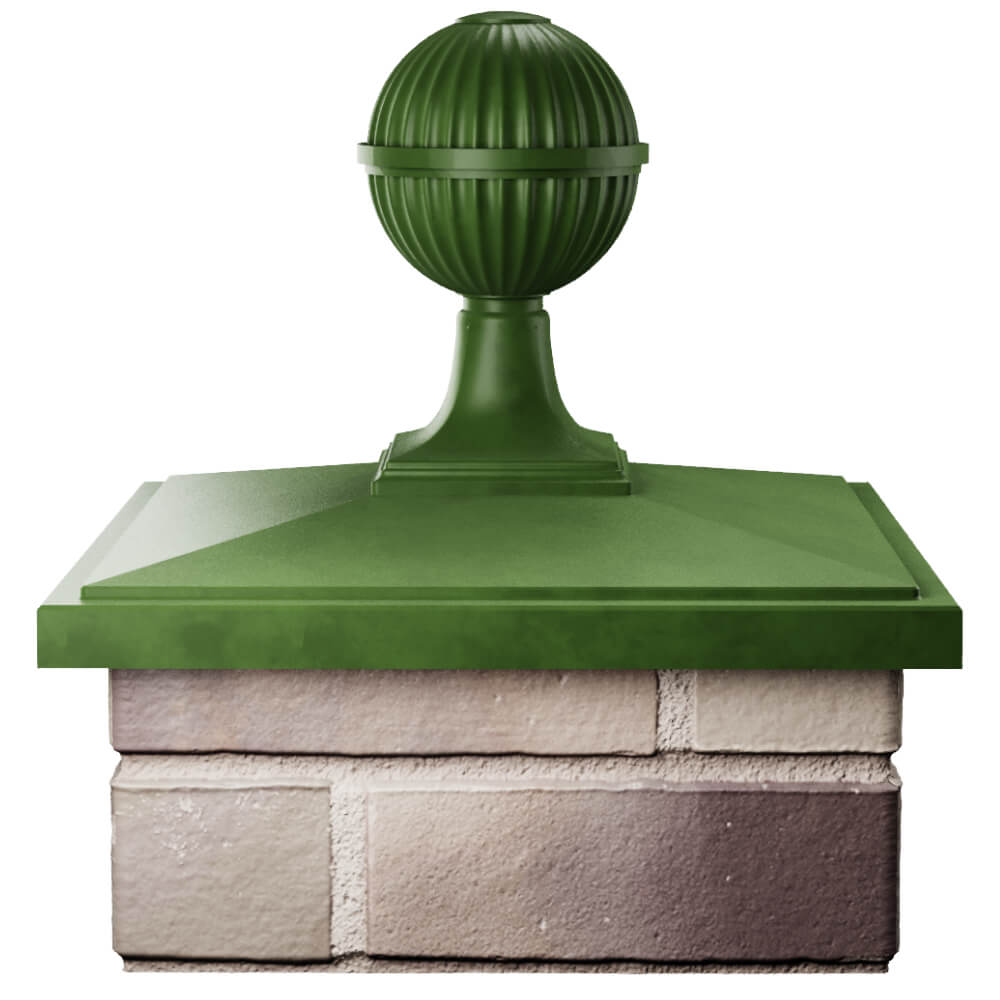 Колпак Zking БонаМоно Зеленый с шаром на столб 1.5х1.5 кирпича (385х385, 400х400мм) в сборе Камышин фото