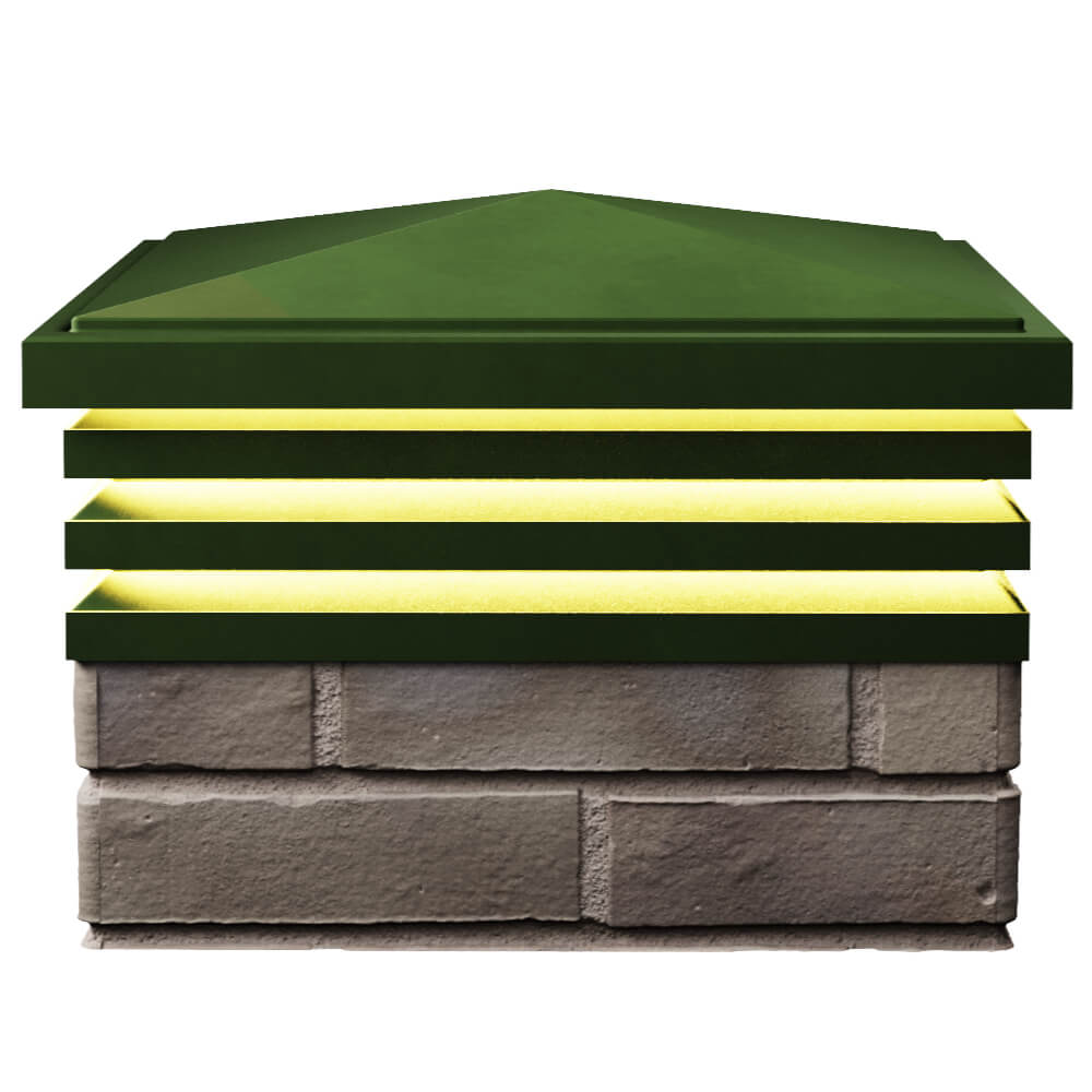 Колпак Zking Бона ХайТек Зеленый на столб 1.5х1.5 кирпича (385х385мм) с подсветкой в Камышине фото