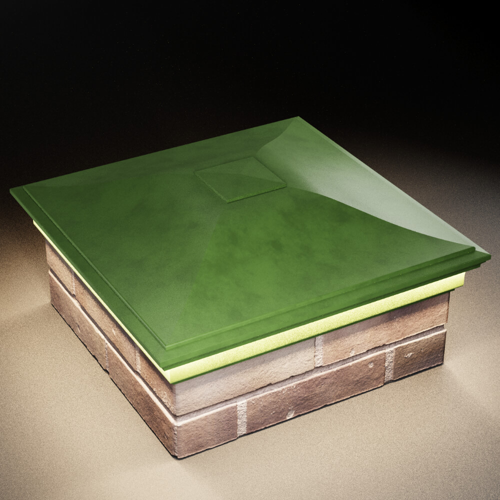 Колпак Zking Монблан Зеленый на столб 2х2 кирпича (515х515мм) c подсветкой в Камышине фото