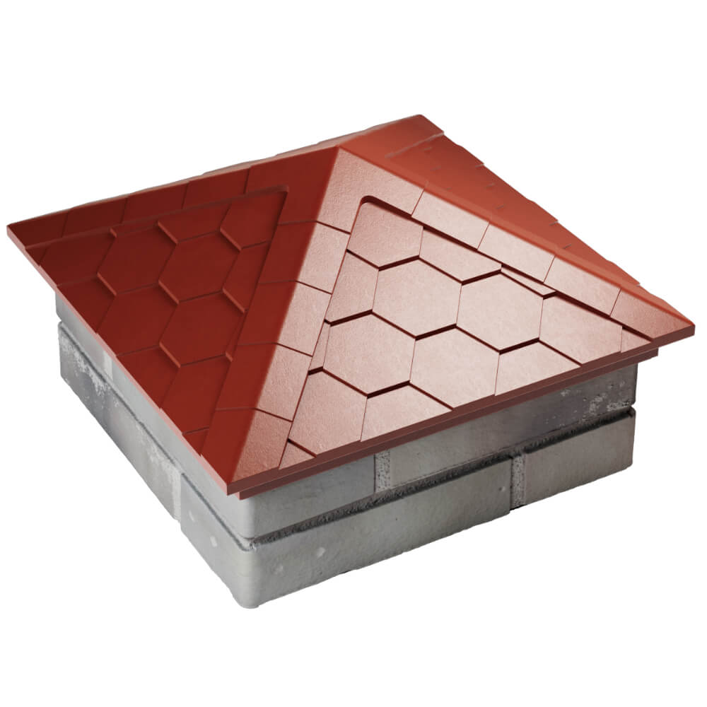 Колпак Zking Эверест Красный на столб 1.5х1.5 кирпича (390х390мм) в Камышине фото