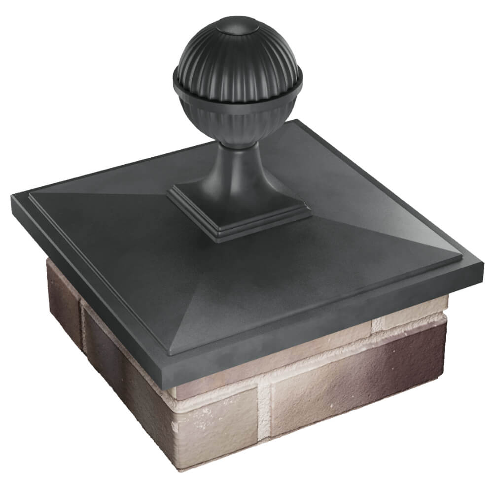 Колпак Zking БонаМоно Серый с шаром на столб 1.5х1.5 кирпича (385х385, 400х400мм) в сборе в Камышине фото