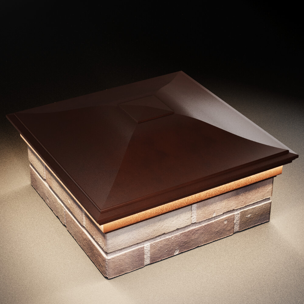 Колпак Zking Монблан Коричневый на столб 2х2 кирпича (515х515мм) c подсветкой в Камышине фото