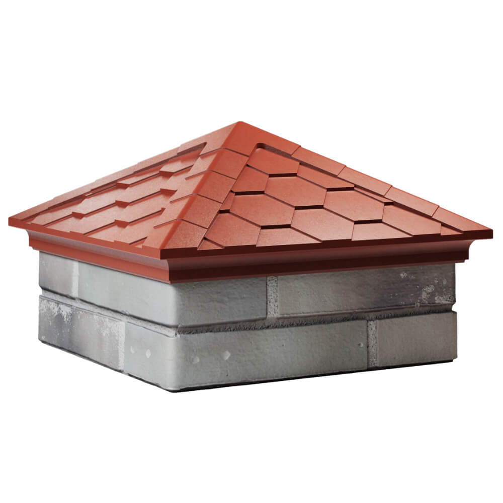 Колпак Zking Эверест Красный на столб 1.5х1.5 кирпича (390х390мм) в Камышине фото