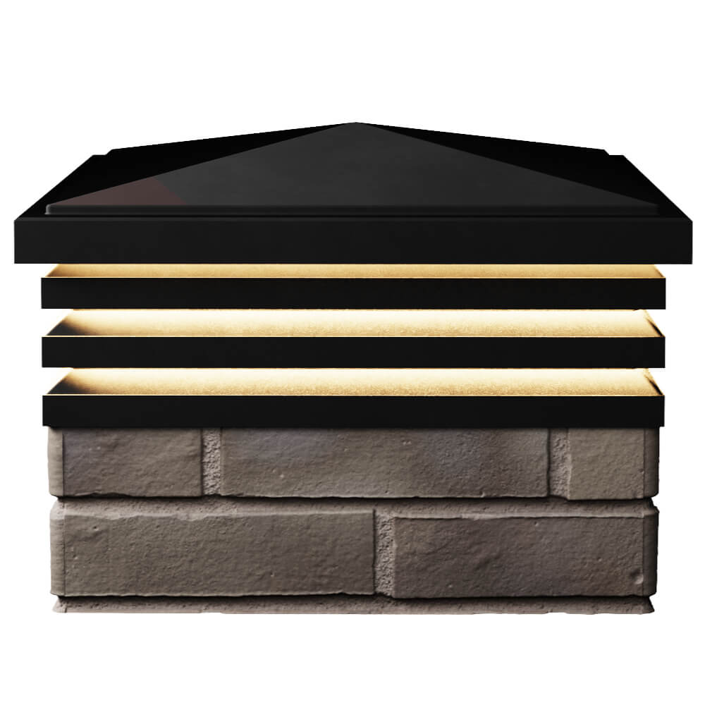 Колпак Zking Бона ХайТек Черный на столб 1.5х1.5 кирпича (385х385мм) с подсветкой в Камышине фото