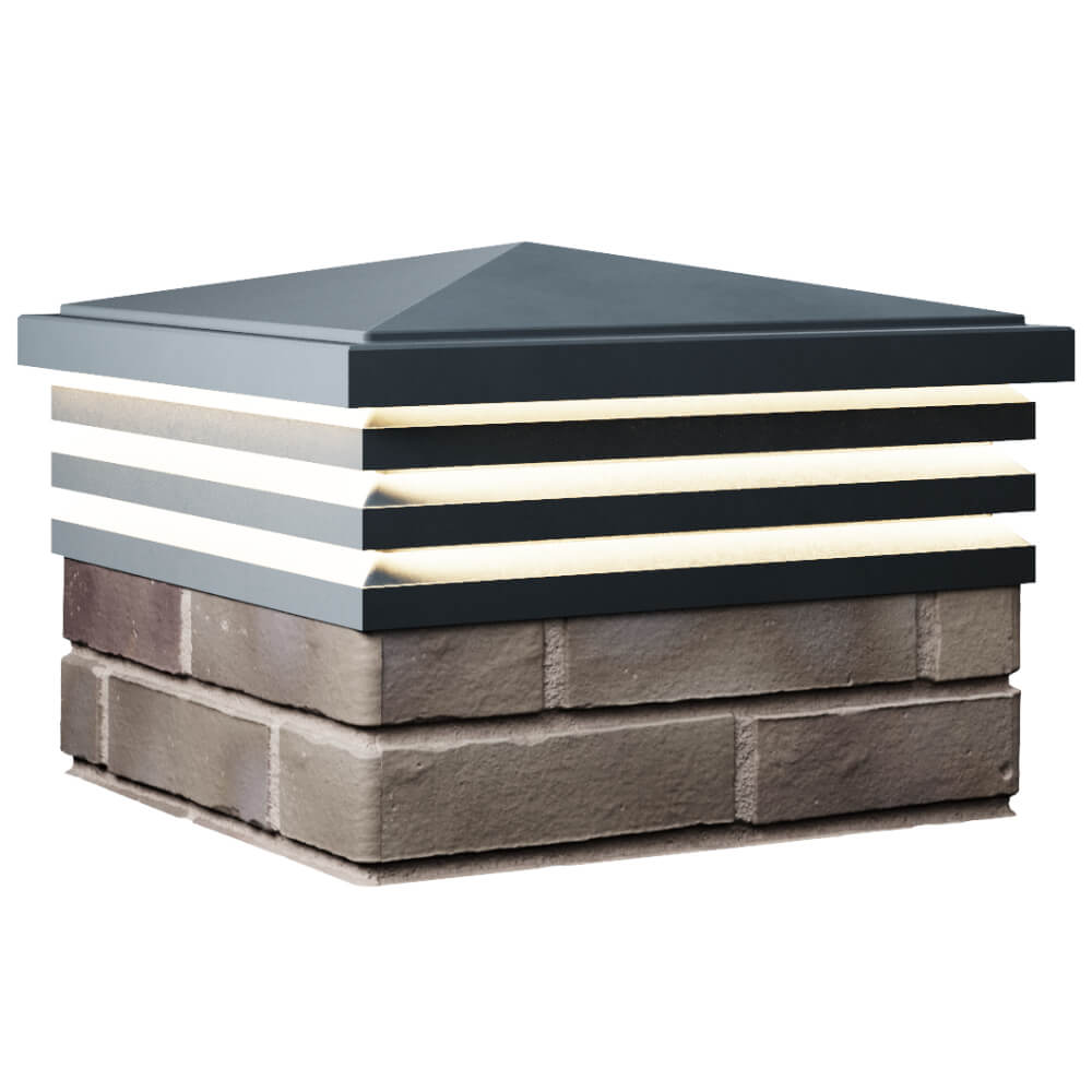 Колпак Zking Бона ХайТек Серый на столб 1.5х1.5 кирпича (385х385мм) с подсветкой в Камышине фото