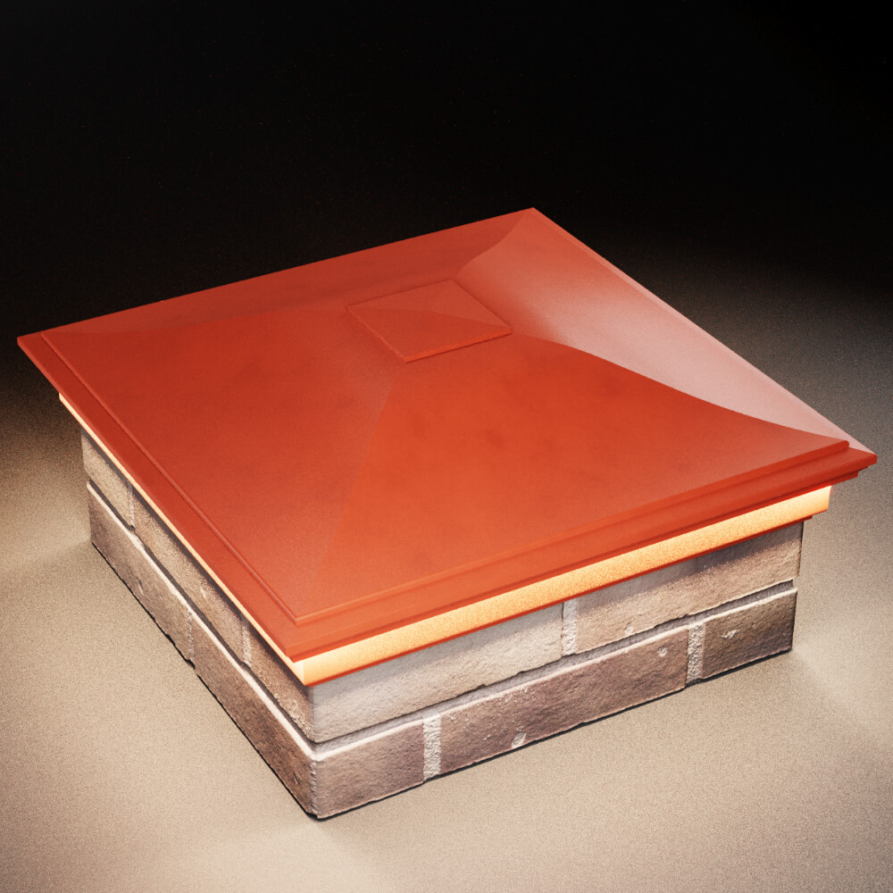 Колпак Zking Монблан Красный на столб 2х2 кирпича (515х515мм) c подсветкой в Камышине фото