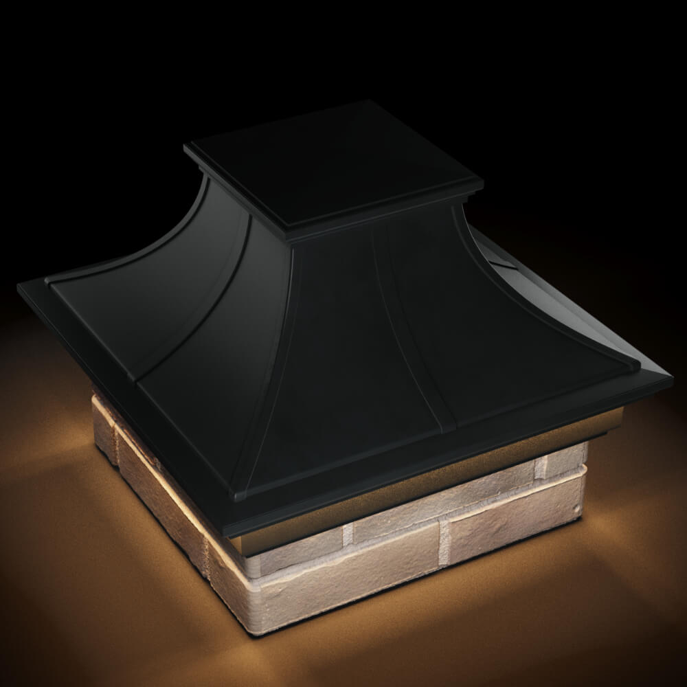 Колпак Zking Монблан Премиум Черный на столб 1.5х1.5 кирпича (385х385мм) с подсветкой в Камышине фото