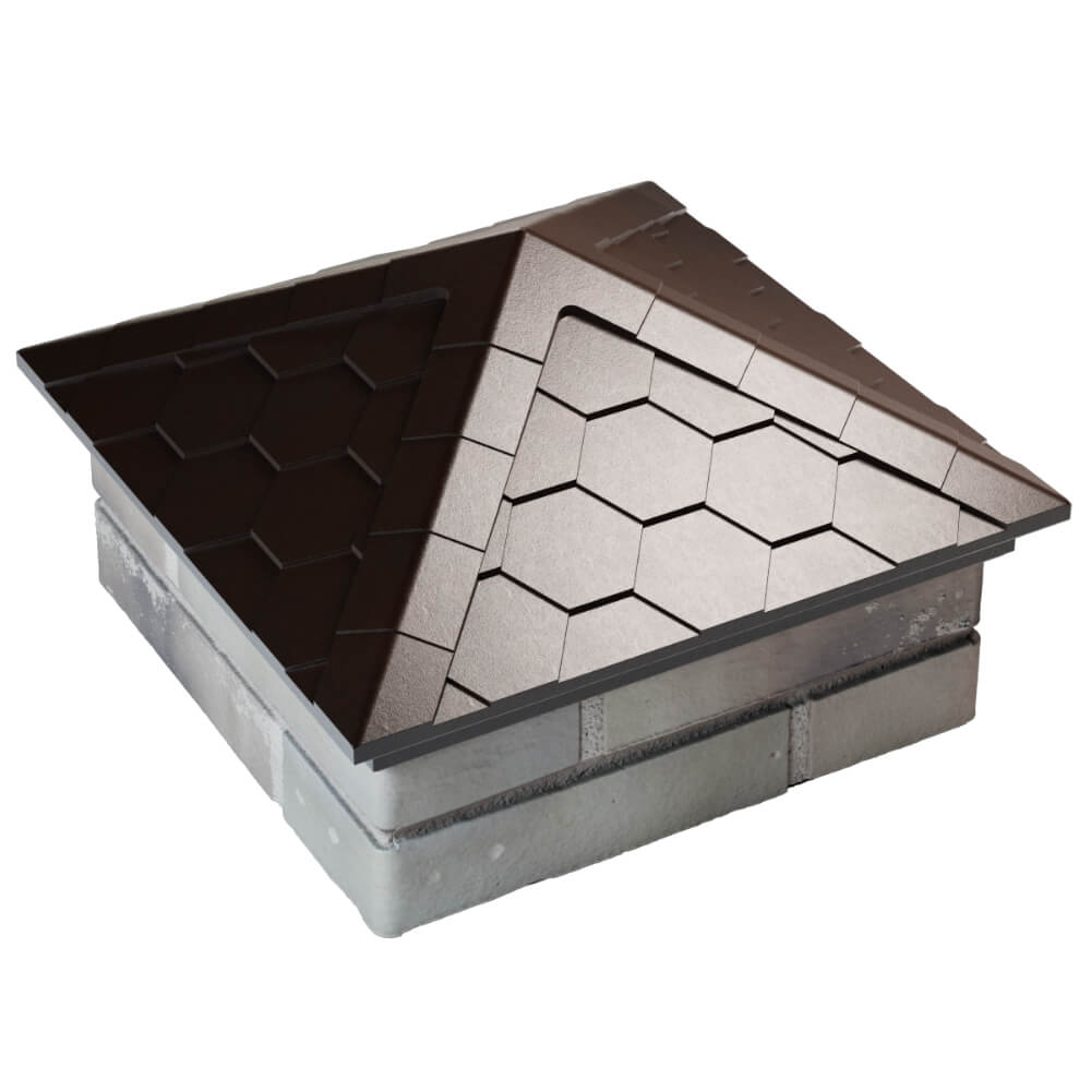 Колпак Zking Эверест Коричневый на столб 1.5х1.5 кирпича (390х390мм) в Камышине фото