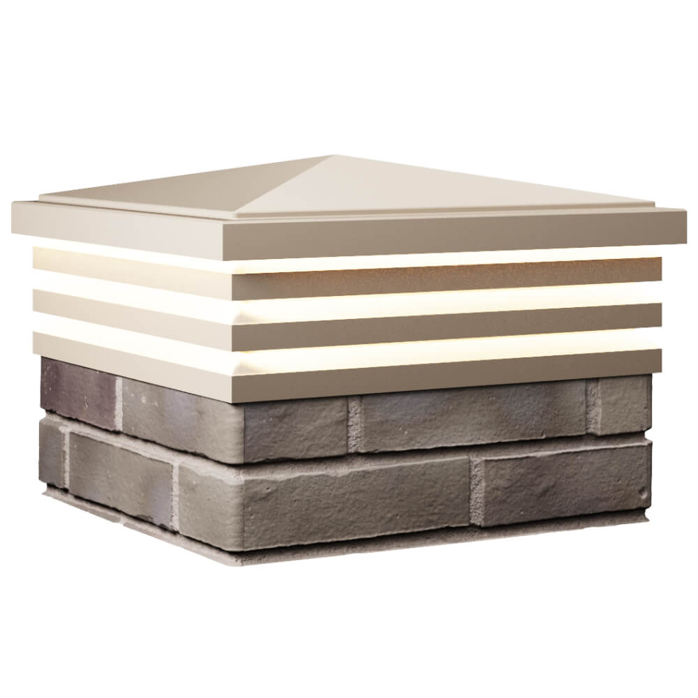 Колпак Zking Бона ХайТек Бежевый на столб 1.5х1.5 кирпича (385х385мм) с подсветкой в Камышине фото