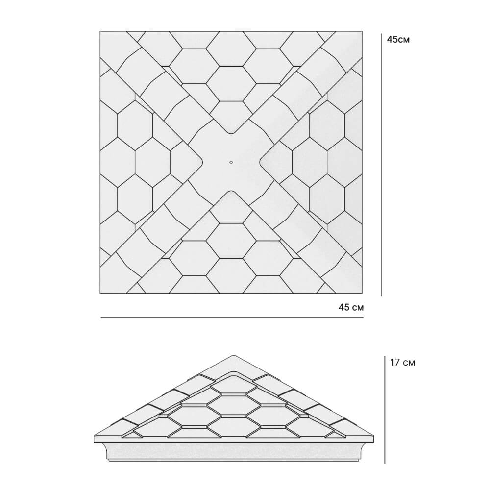 Колпак Zking Эверест Серый на столб 1.5х1.5 кирпича (390х390мм) в Камышине фото