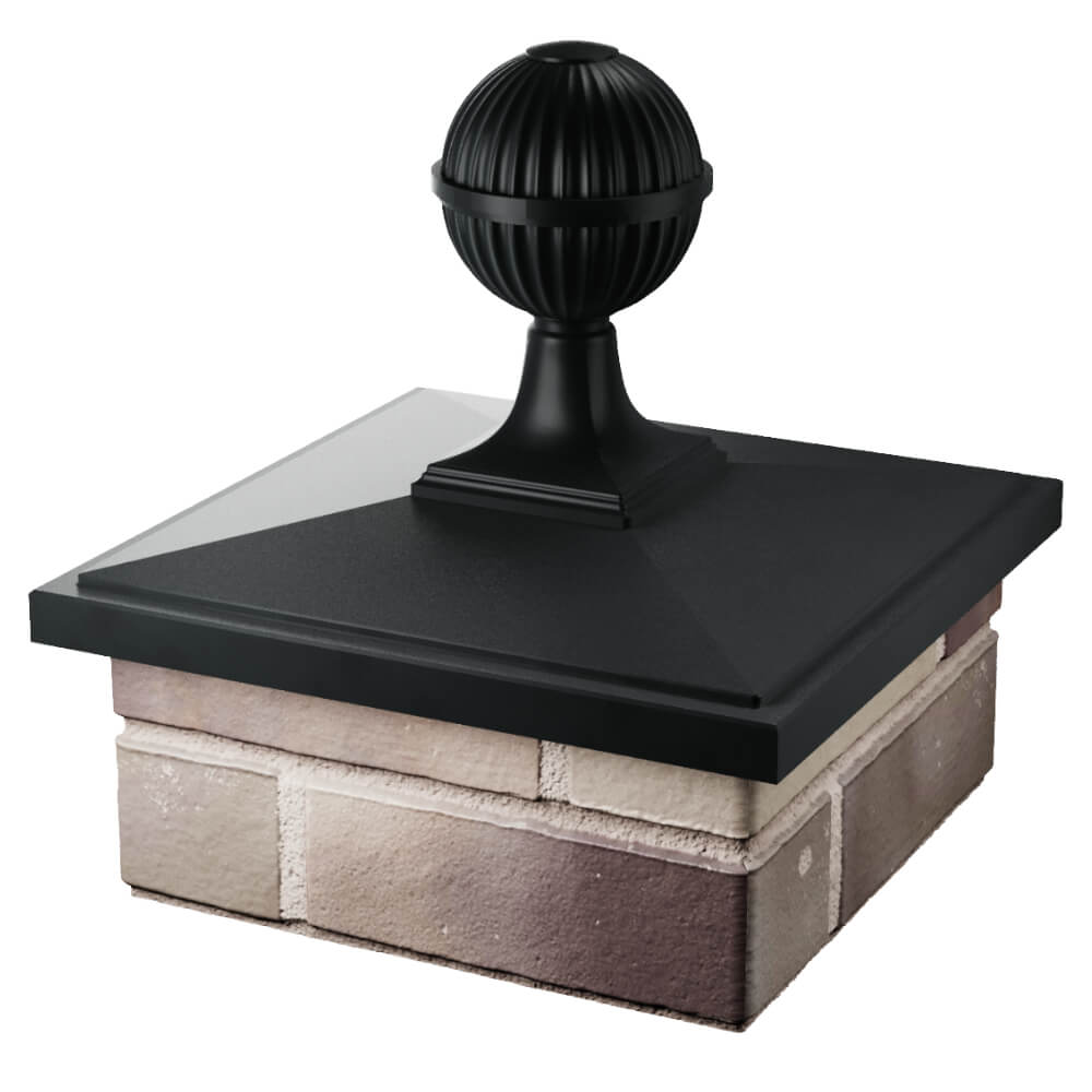 Колпак Zking БонаМоно Черный с шаром на столб 1.5х1.5 кирпича (385х385, 400х400мм) в сборе в Камышине фото