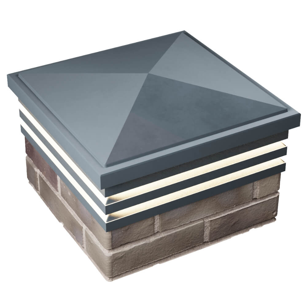 Колпак Zking Бона ХайТек Серый на столб 1.5х1.5 кирпича (385х385мм) с подсветкой в Камышине фото