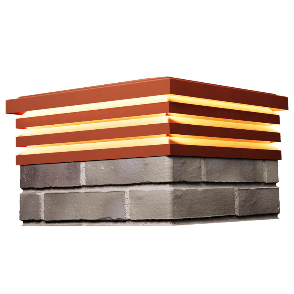 Колпак Zking Бона ХайТек Красный на столб 1.5х1.5 кирпича (385х385мм) с подсветкой в Камышине фото