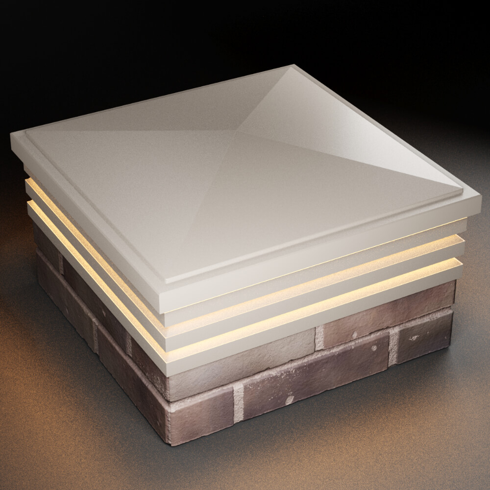 Колпак Zking Бона ХайТек Бежевый на столб 2х2 кирпича (513х513мм) с подсветкой в Камышине фото