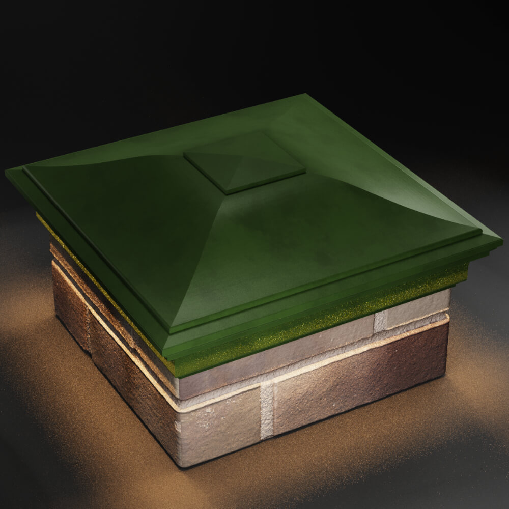 Колпак Zking Монблан Зеленый на столб 1.5х1.5 кирпича (385х385мм) с подсветкой в Камышине фото