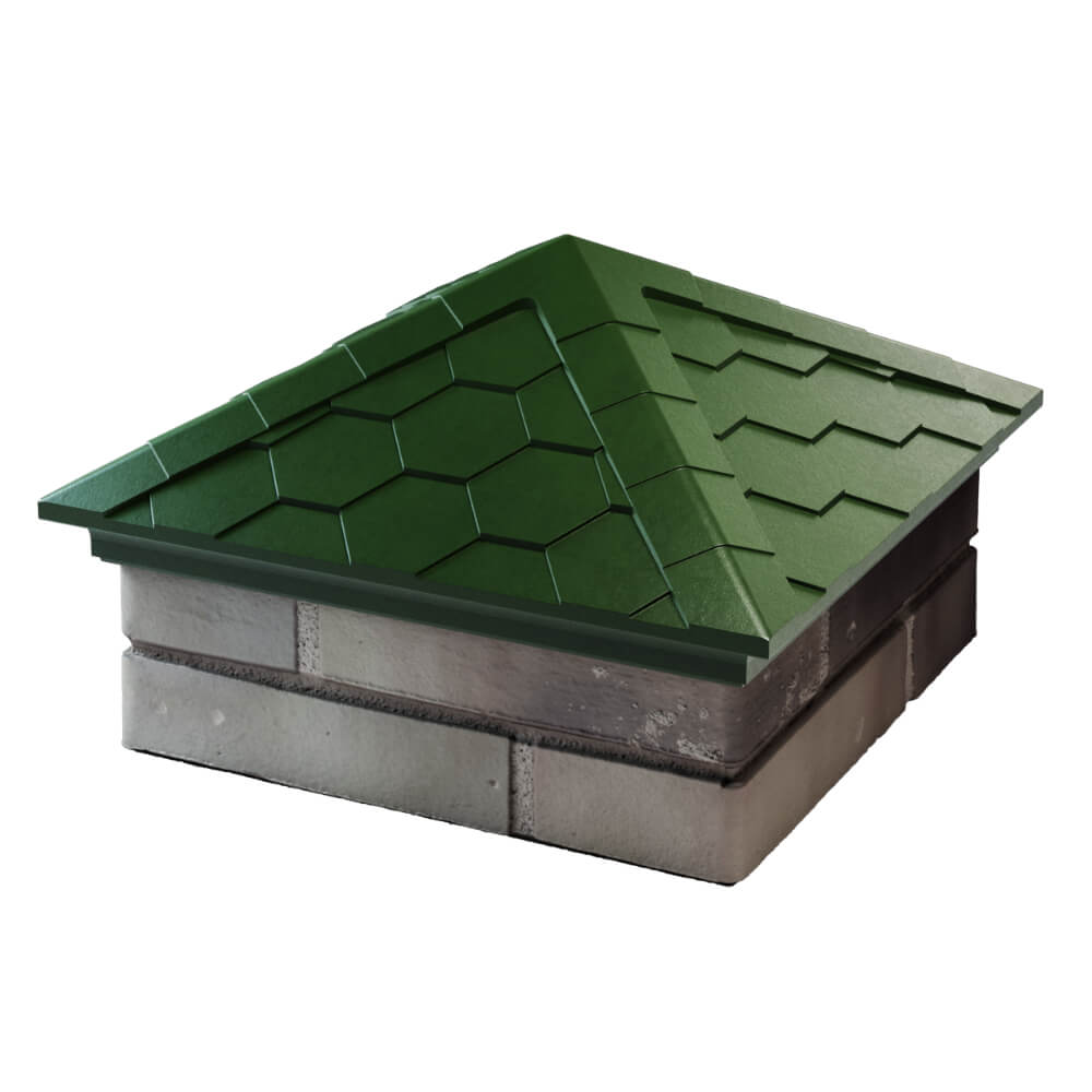 Колпак Zking Эверест Зеленый на столб 1.5х1.5 кирпича (390х390мм) в Камышине фото