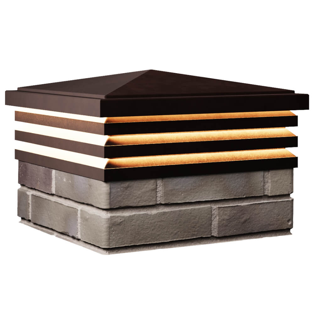 Колпак Zking Бона ХайТек Коричневый на столб 1.5х1.5 кирпича (385х385мм) с подсветкой в Камышине фото