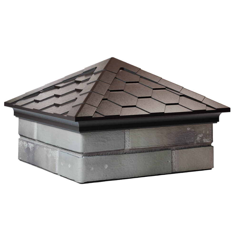 Колпак Zking Эверест Коричневый на столб 1.5х1.5 кирпича (390х390мм) в Камышине фото