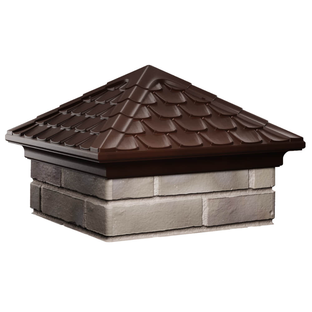 Колпак Zking Эльбрус Коричневый на столб 1.5х1.5 кирпича (385х385мм) в Камышине фото