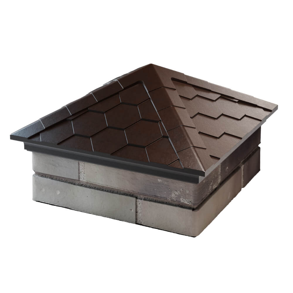 Колпак Zking Эверест Коричневый на столб 1.5х1.5 кирпича (390х390мм) в Камышине фото