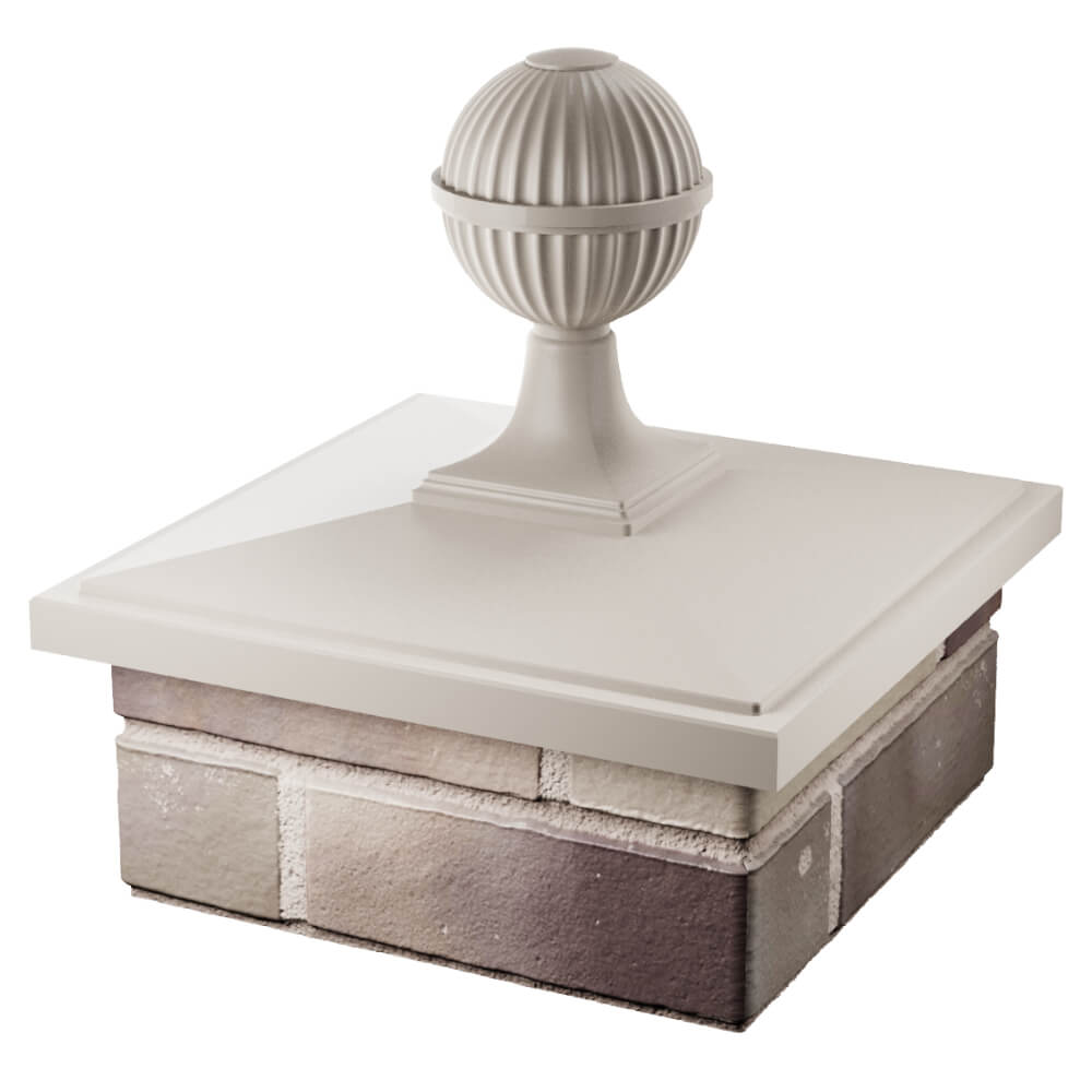 Колпак Zking БонаМоно Бежевый с шаром на столб 1.5х1.5 кирпича (385х385, 400х400мм) в сборе в Камышине фото